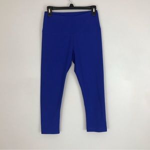Yogalicious Bright Blue Women's Sz M Capri Stretch Yoga Pants Wide Waistband